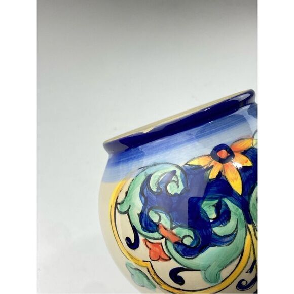 Aqua Jade Moroccan Water Pitcher Hand Painted Blue Green Orange Red Rare HTF DQ1 - Picture 10 of 10